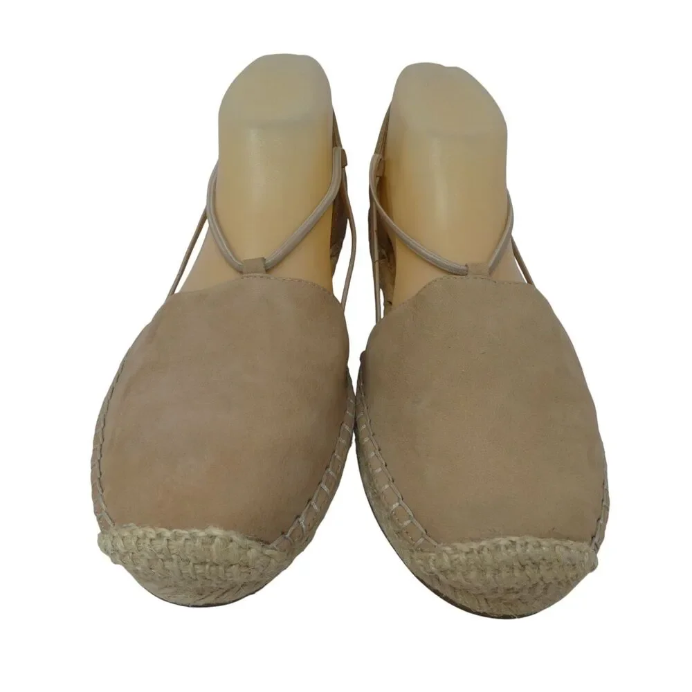 Eileen Fisher Lee Tan Suede Espadrille Flats Sandals